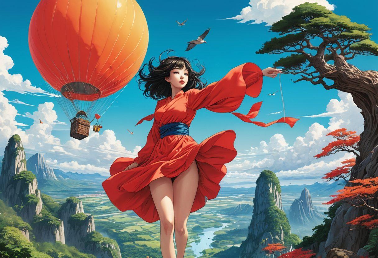 A dynamic composition featuring vibrant manga art styles intertwined with elements of surrealism, portraying bold characters exploring fantastical, boundary-defying landscapes. Include hints of cultural motifs and symbolism representing artistic freedom, all capturing the essence of hentai manga. The scene should be rich in color and detail, with a playful yet provocative atmosphere. super-realistic. vibrant colors. fantasy art.